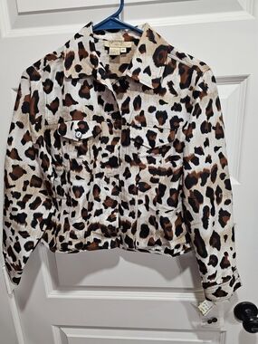 Transitions Petite Silk Leopard Print Blouse - Brown/Black